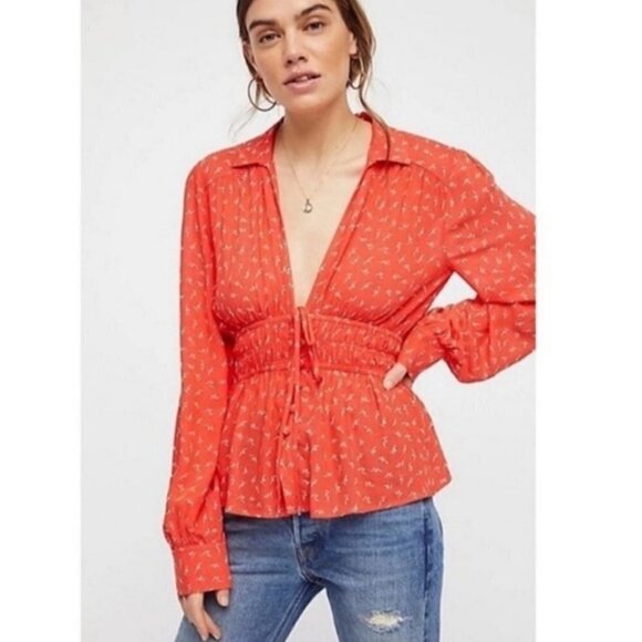 Free People Collette Floral Blouse Small - Picture 7 of 7